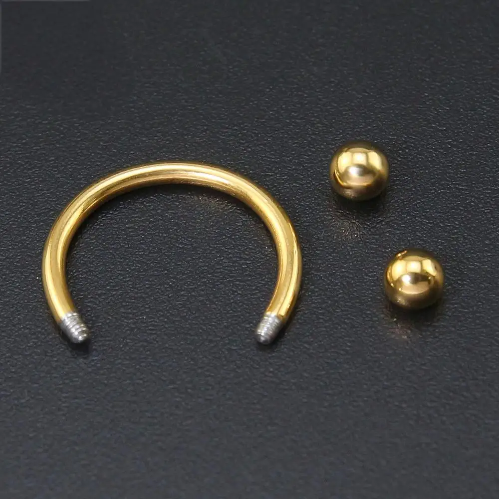 14G Titanium Implant Grade Anodized Circular Internally Threaded horseshoe Septum Ear Lip Piercing Barbell Rings Nose Ring