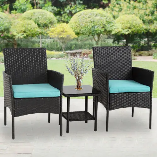 Patio Coffee Table Set Rattan Material Outdoor Furniture Coffee Shop Table And 2 Chair Set