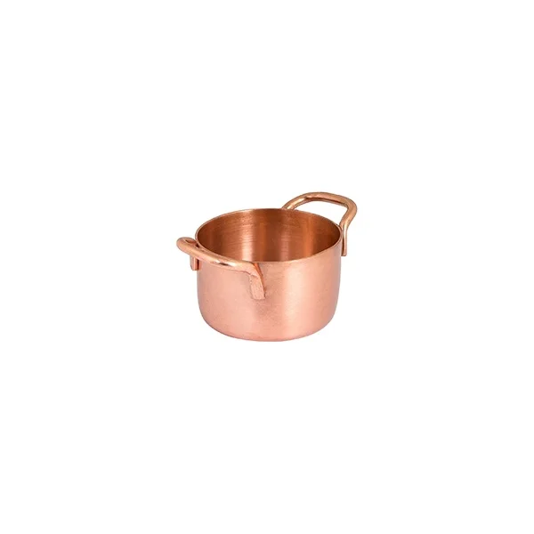Copper Plated Stainless Steel Metal Mini Serving Sauce Pan with Wire Handles