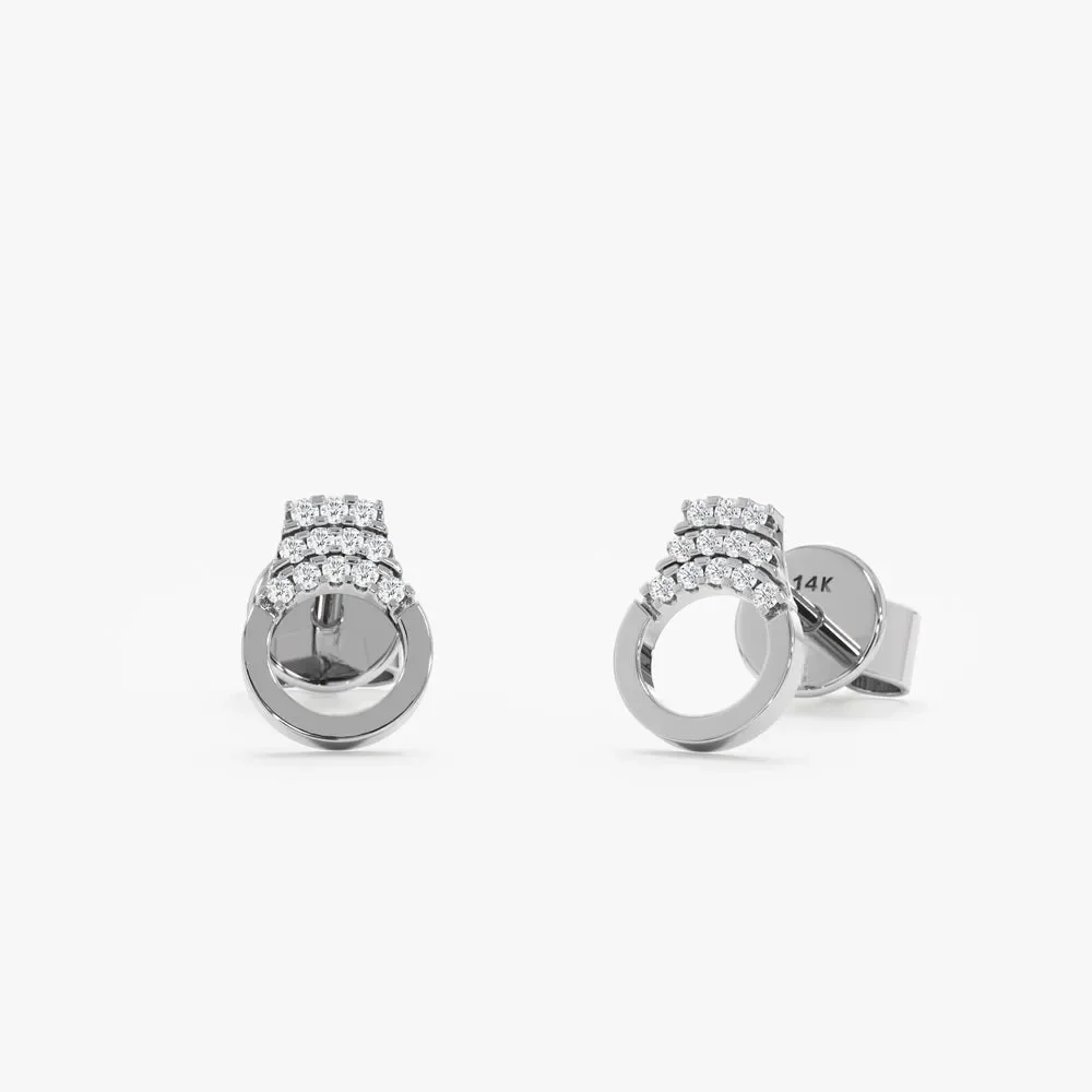 14k Solid Gold Diamond Handcuff Earrings Diamond Stud Earrings Small Gold Studs Friendship Earrings Birthday Gift Gift for Love