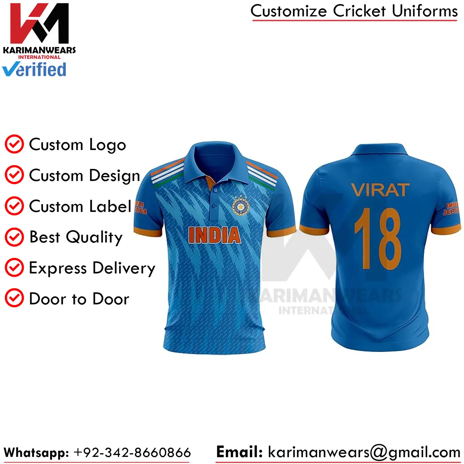Cricket T20 Cup USA Fan Jersey Customizable OEM Name and Number Fit Polyester Fabric Men Women Kids