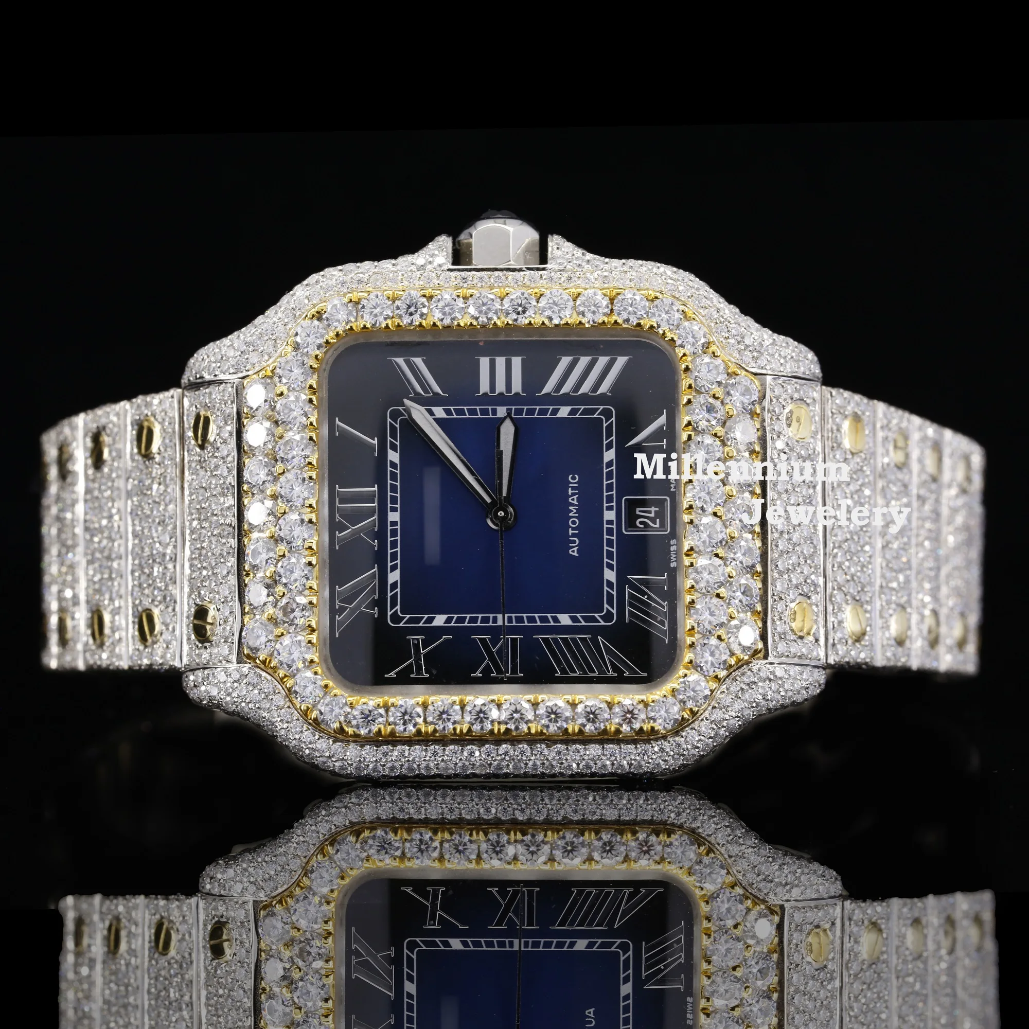 Branded Moissanite Diamond Iced Out Watch Stainless Steel Diamond Tester Pass Moissanite Watch For Unisex At Factory Price