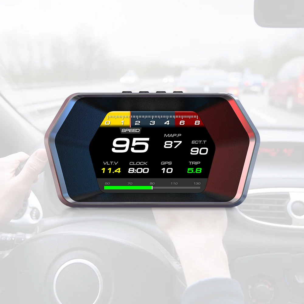 WIIYII OBD2+GPS Turbo Pressure P17 head up display obd2 gauge car accessories hud obd2 scanner for vehicle