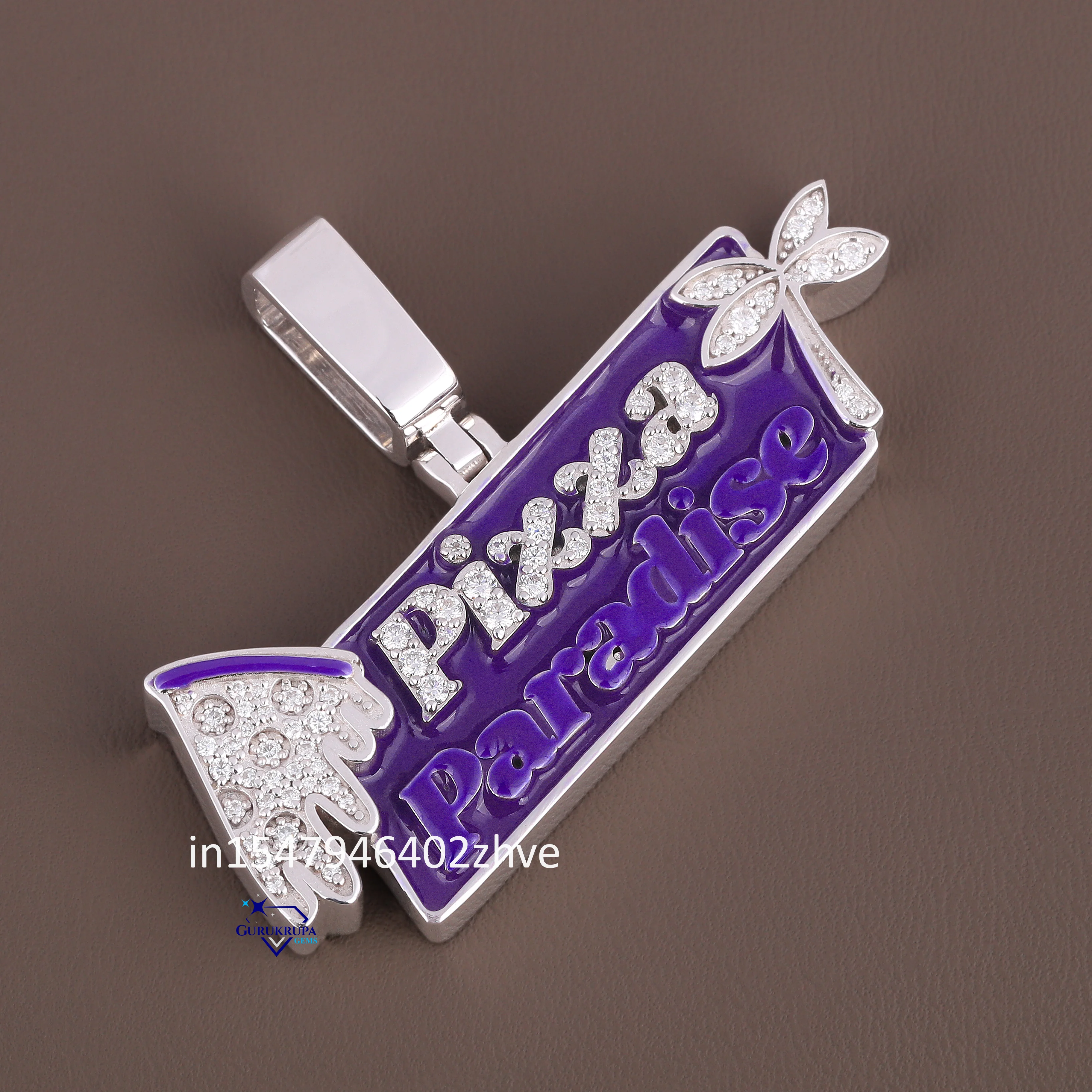 Pop Culture Accessory Big Pizza Later Foodie Pizza Slice Necklace VVS Lab Grown Moissanite with 925 Sterling Silver Main Stone