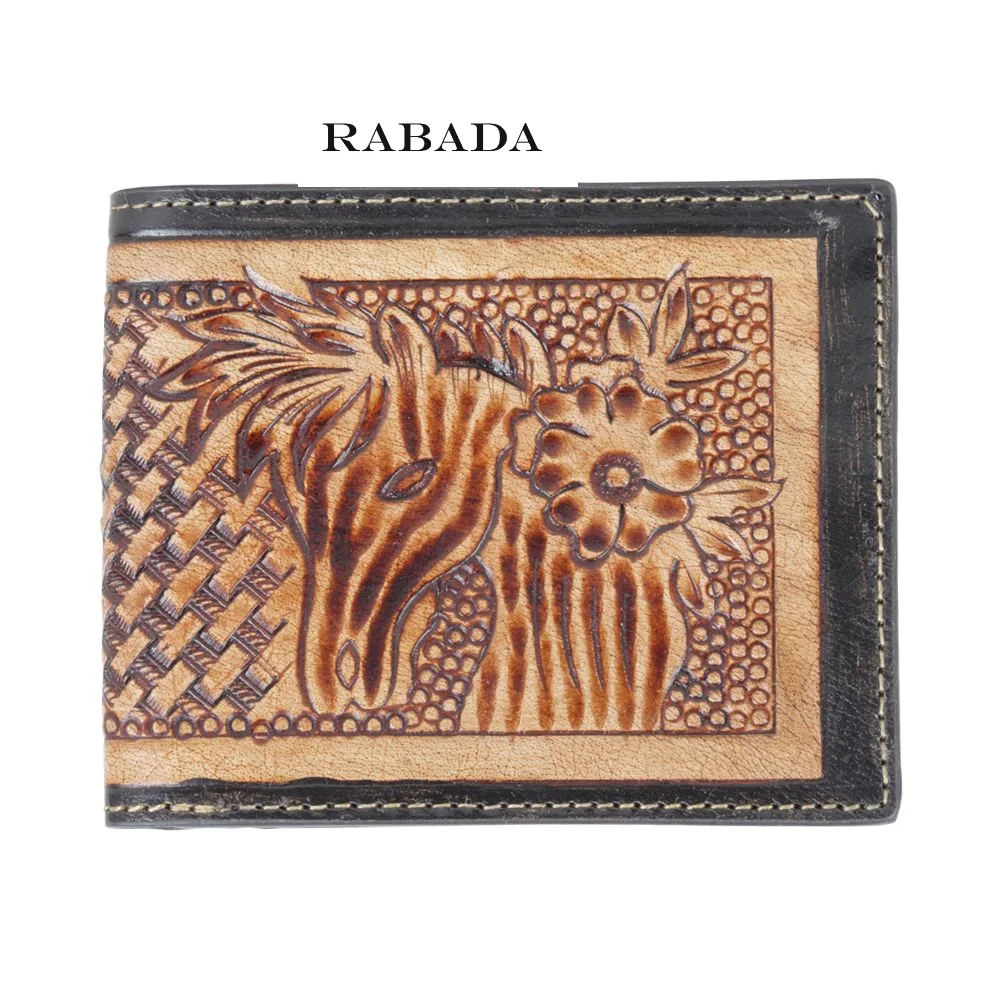 Hand Carved Men Leather Tri Fold Wallet Personalized Hand Tooled Fancy Leather Purses New Stylish Unique wallet