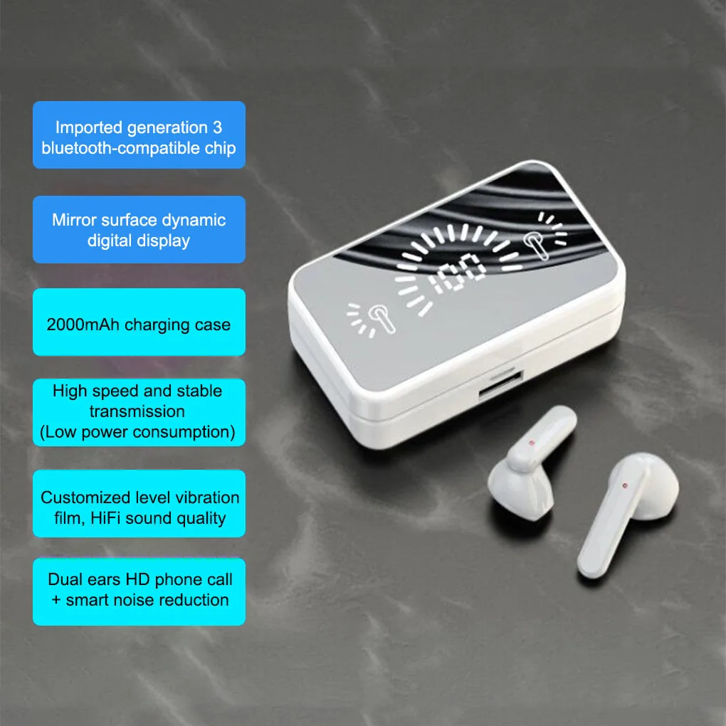 S20 Mirror Bluetooth 5.2 Wireless Earphones With 3D Touch Waterproof Wireless Headsets With Mic LED Stereo Audio Sport Earbuds