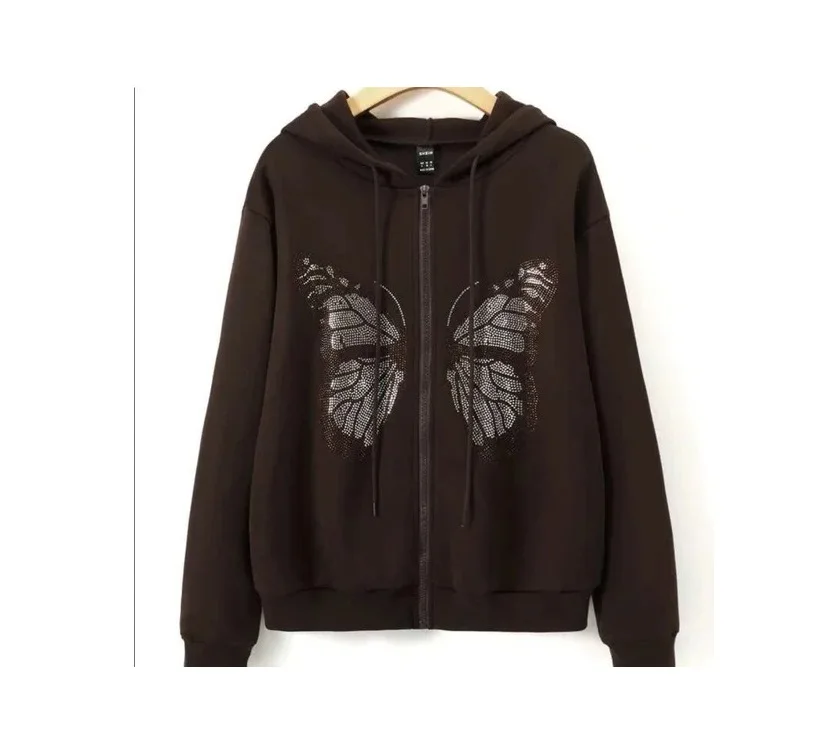 Wholesale Design Heavyweight French Terry High Quality Zip up Hoodie Custom Rhinestone Hoodie