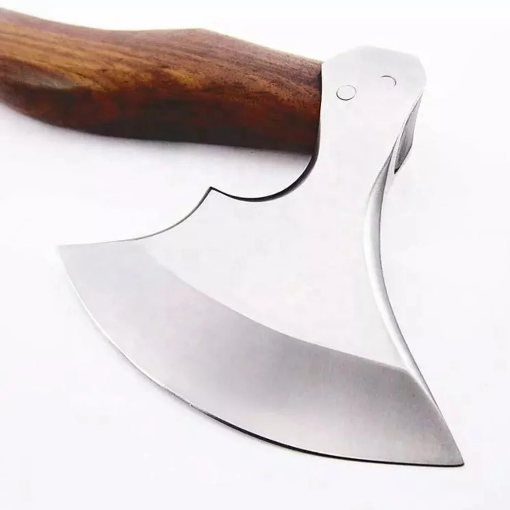 Handmade Double Head D2 Steel Axe with Ash Wood and Leather Wrapped Handle Includes Leather Sheath