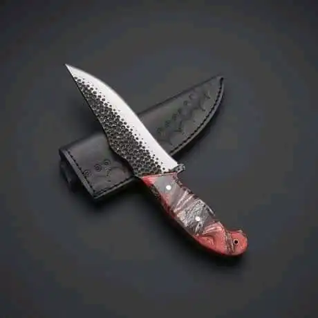 best quality  Carbon Damascus Steel Fixed Blade hunting knives Handmade Outdoor Survival Hunting knife With Wooden handle