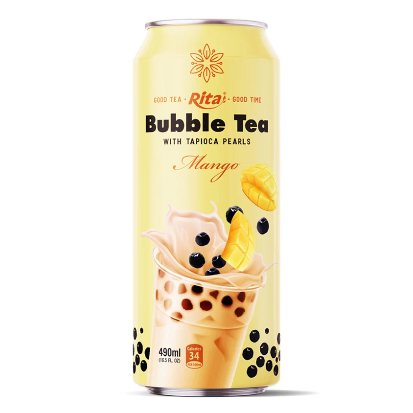 Free Sample High Quality Good Taste Bubble Tea with Tapioca Pearls With 490ml Canned Peach Flavor