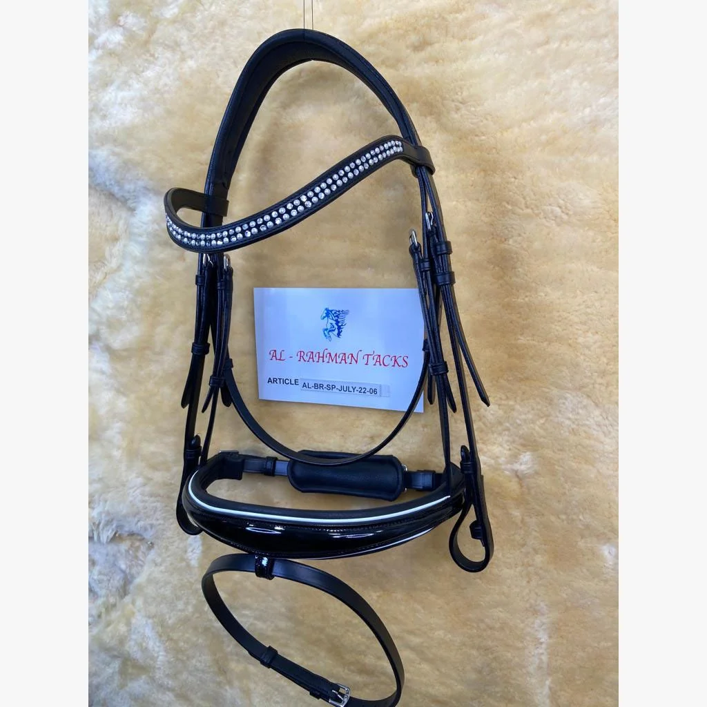 PREMIUM HORSE LEATHER ANATOMICAL BRIDLE FANCY DECORATIVE RHINESTONE JEWELED BROBAND BLING FULLY SOFTY PADDED BRIDLE OEM ACCEPTED