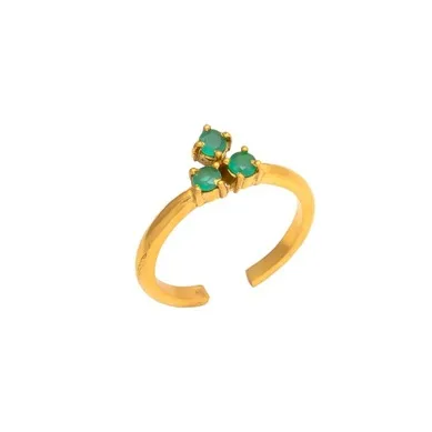 Exclusive Green Onyx Gemstone Ring in Round Shape with Sleek Brass Setting Stylish & Unique Statement Jewelry Design Ring