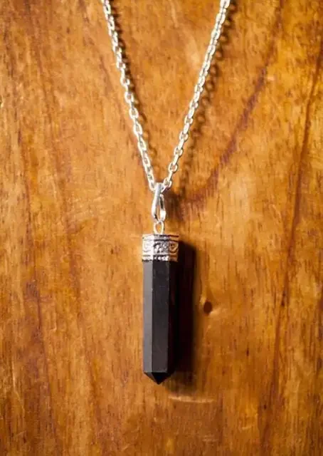 Wholesale Natural Black SHUNGITE CRYSTAL POINT PENCIL PENDANT Gemstone Chakra Healing Necklace Pendants Meditation Gifts Jewelry
