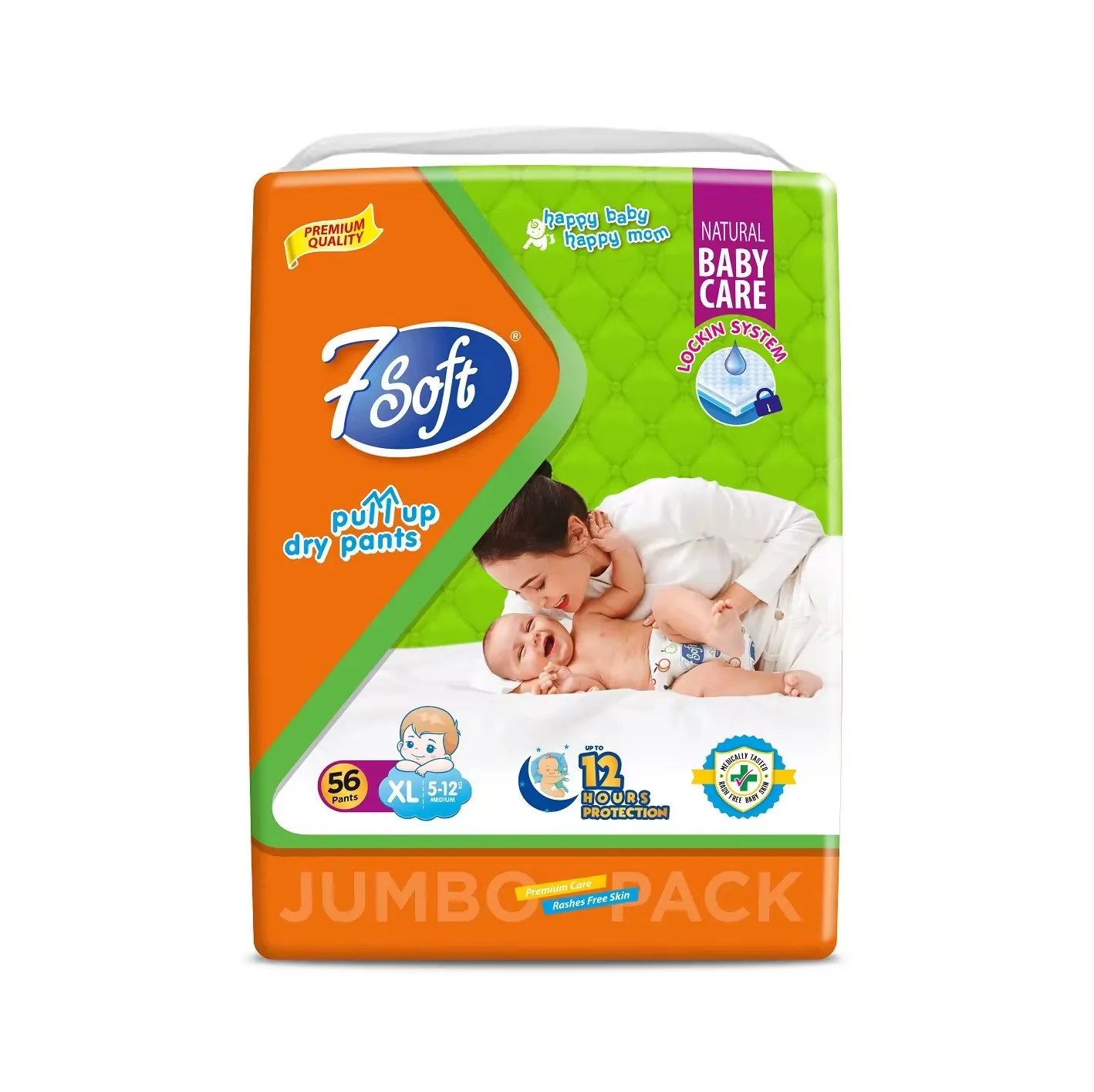 Premium Quality Soft and Hygiene 7 Pack JUMBO Diapers for Baby Available at Export Supply by M.D Hygiene