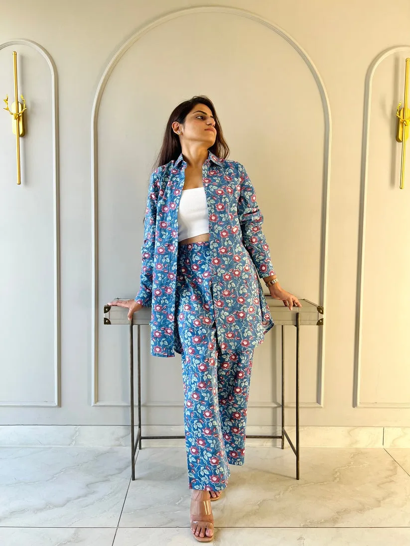 Magenta Jhaal Co-ord Set Casual Dress for Womens closed neck Cotton Women Dress from Indian Manufacturer and Exporter