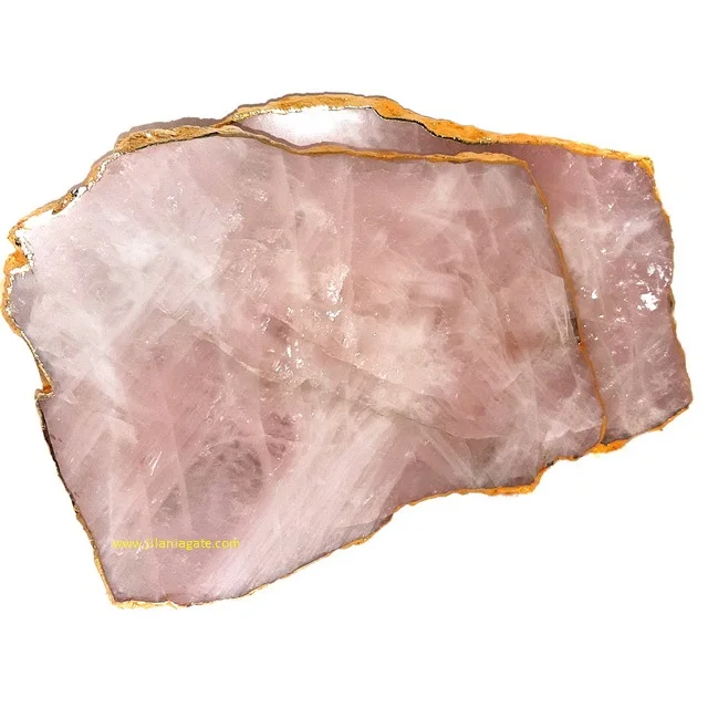 Rose Quartz Platter With Gold Trim Wholesale Pink Rose Quartz Tray Natural Rose Quartz Platter Cheese Platter  Buy Jilaniagate