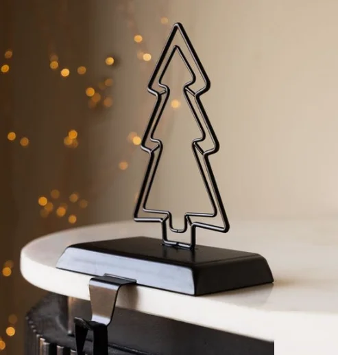 Iron Christmas Tree Metal Socks Hanging  Felt Stocking Holder For Home Fireplace Christmas Ornament Holiday Decoration