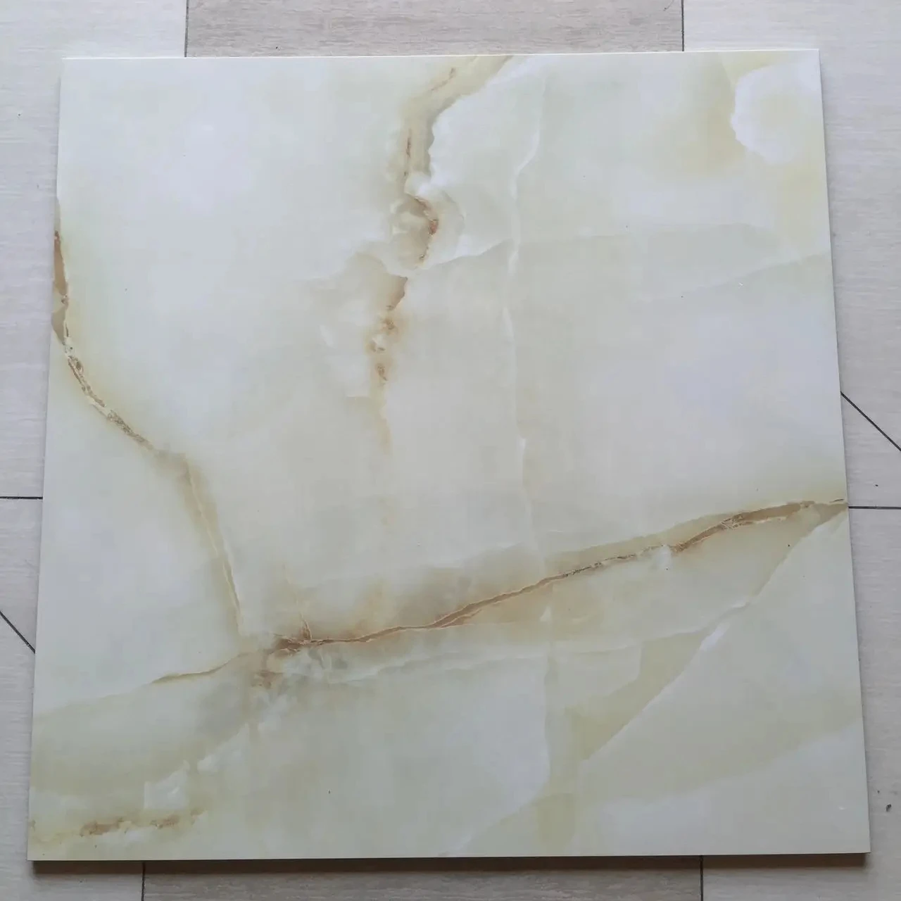 JBN Modern Hot Selling Design 600x600x9 Glazed Marble Look Porcelain Tiles Simple Pattern Glossy Finish  For Floor or Wall Tiles