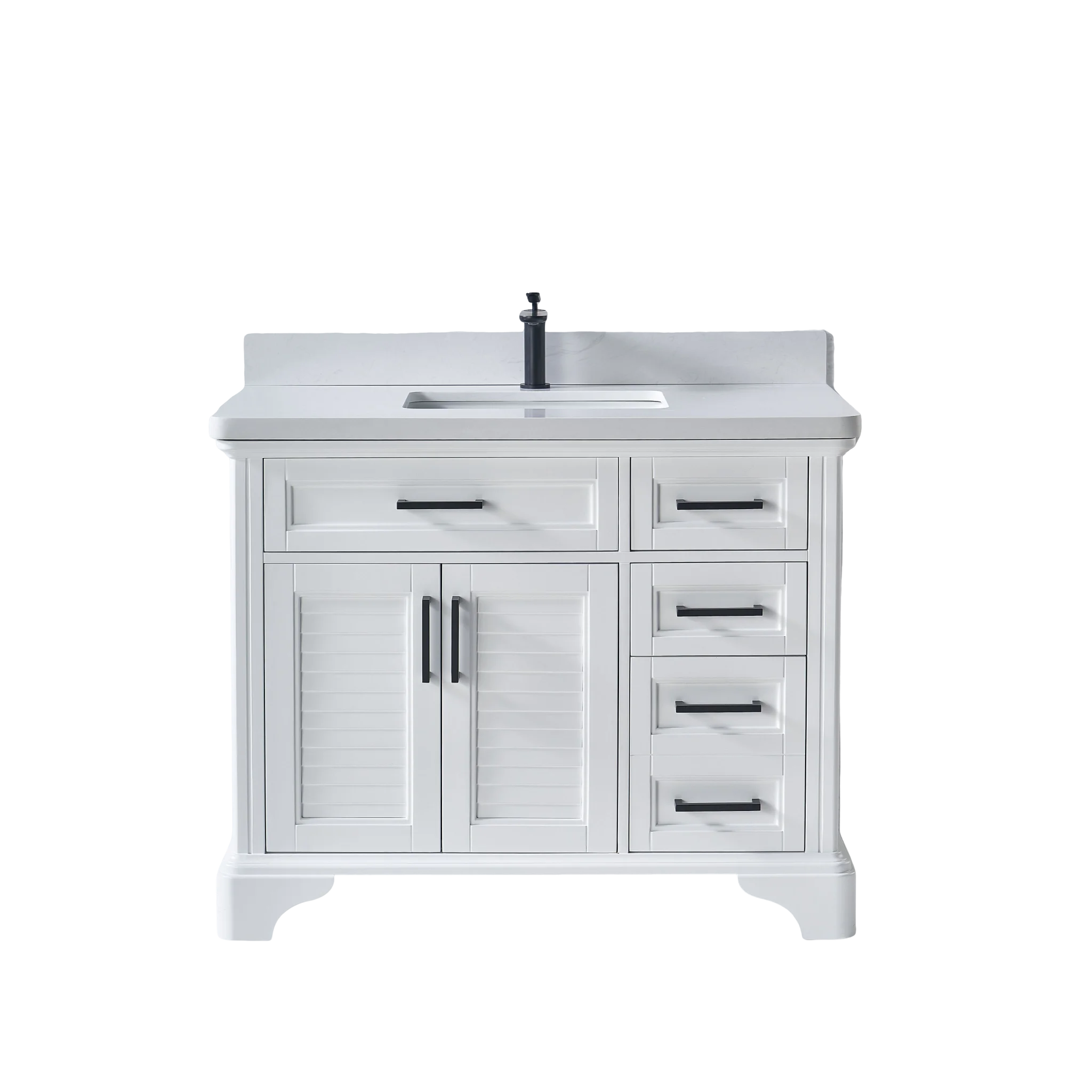 White Shaker Doors Freestanding Double Doors Custom Made Cabinet Single Sink Bathroom Vanity