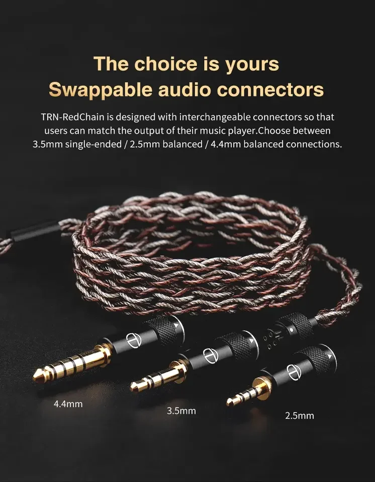 TRN Redchain 4 Core Earphones Silver Plated HIFI 0.75mm 0.78mm MMCX/2Pin Connector Upgrade Cable