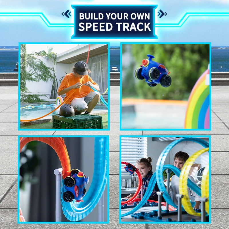 High Quality Track Toy Set 200 PCS Flexible Race Track Play set with Tracks 2 Race Cars