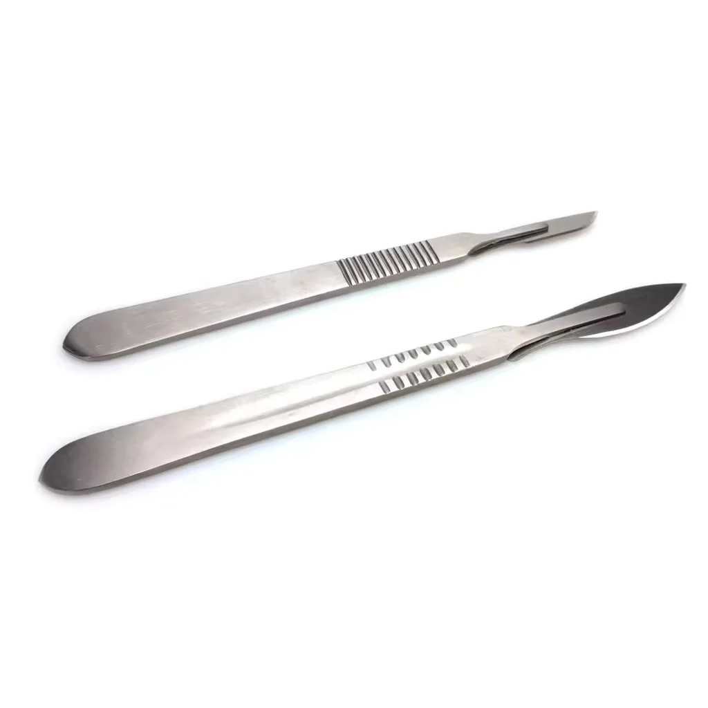 German Stainless Steel Surgical Scalpel Handle No 3 / No 4 Dental Instrument Blade Holder Graduated With Scale For Dentist