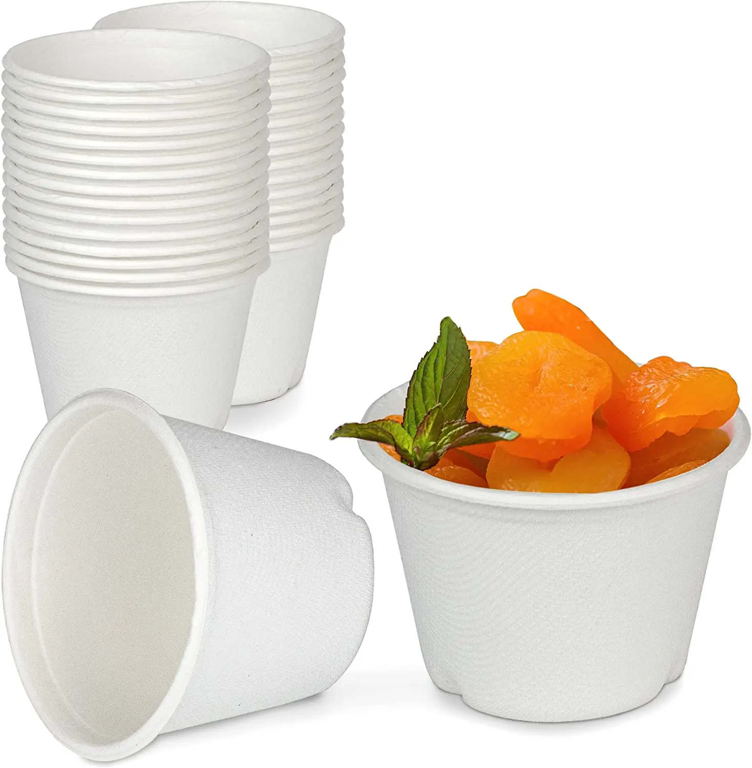 Customized Bagasse Disposable Biodegradable Paper Portion Cup Sugarcane Bagasse Sauce Cup with Lid