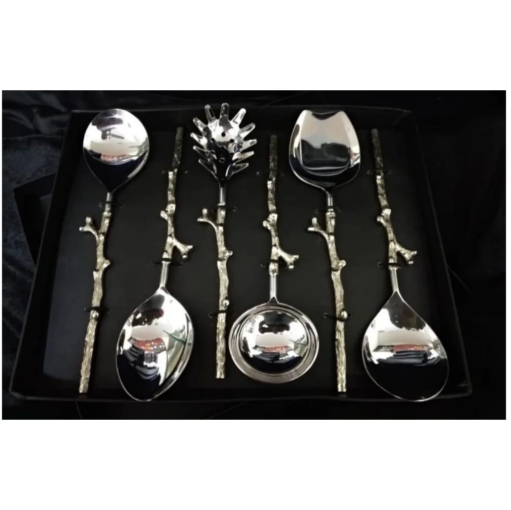 Premium Quality Stainless Steel Flatware Cutlery Set Dinnerware Sets Reusable Spoons with Leaf Handle for Hotel Cafe Kitchen