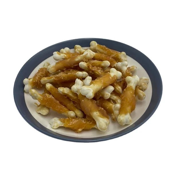 Private Label Natural factory Wholesale OEM dog food dried chicken breast wrap rawhide sticks 80g dog treats snack