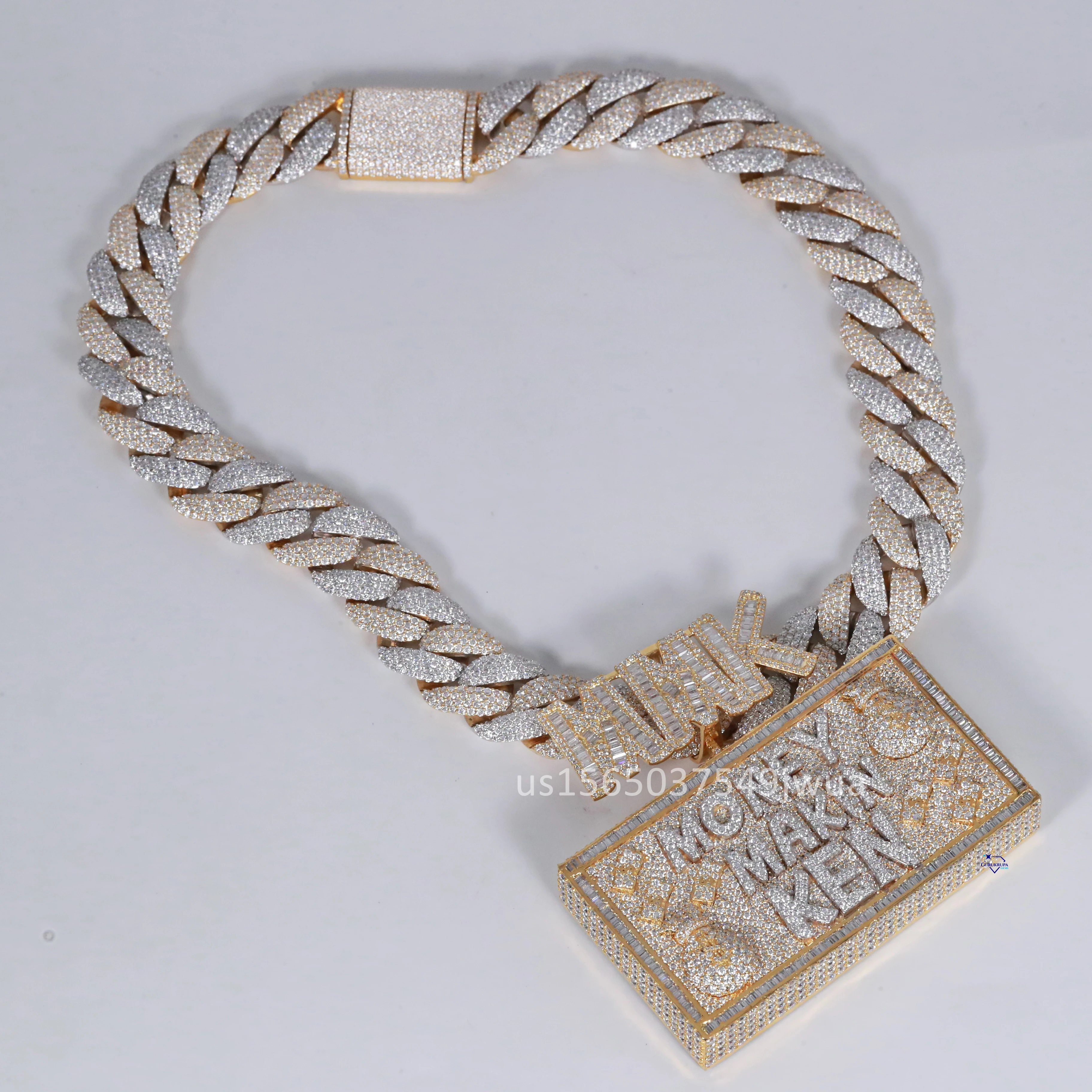 Attractive Design Mens Jewelry Crafted With 925 Sterling Silver Fully Iced Out Chain With Pendant Featuring Moissanite Diamonds