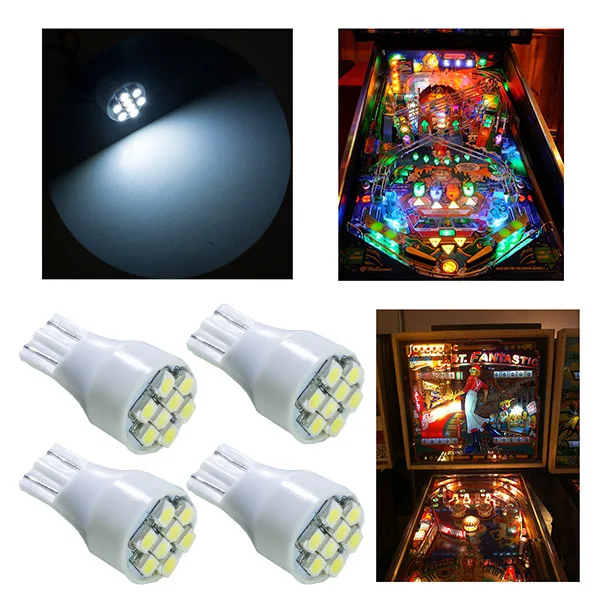 Pinball Machine LED Bulbs 8SMD T10 194 168 W5W 6V White 12 Color Variations #555 3020 PA