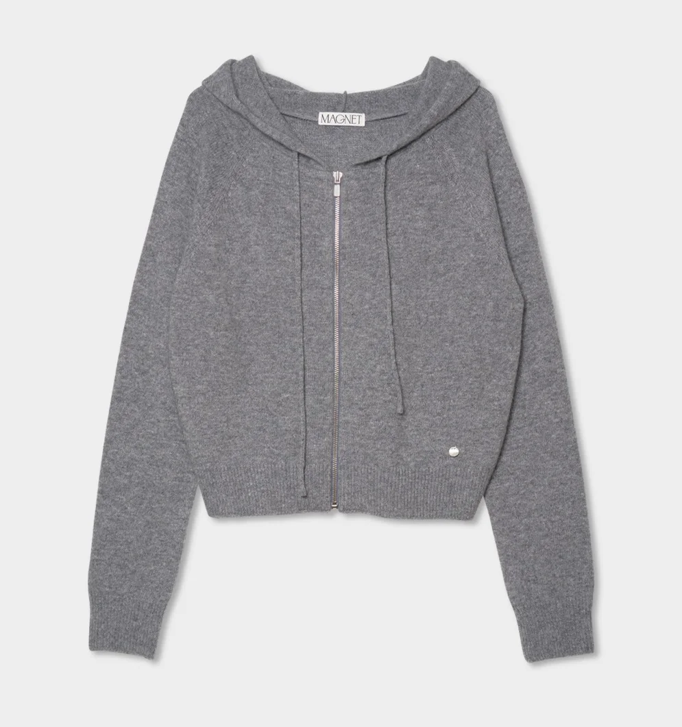 Trending Products 2024 New Arrivals Wholesale Clothes MAGNET Cashmere Hood Zip up (Melange Gray) FREE Korean Fashion