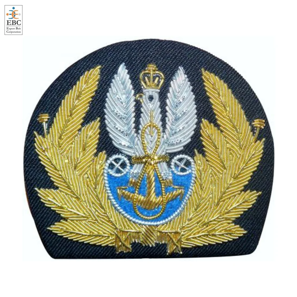 OEM Flying Eagle Gold Crown Bullion Hand Embroidery Hat Badge Patch Crest Emblem Insignia Personalized Custom Design and Sizes
