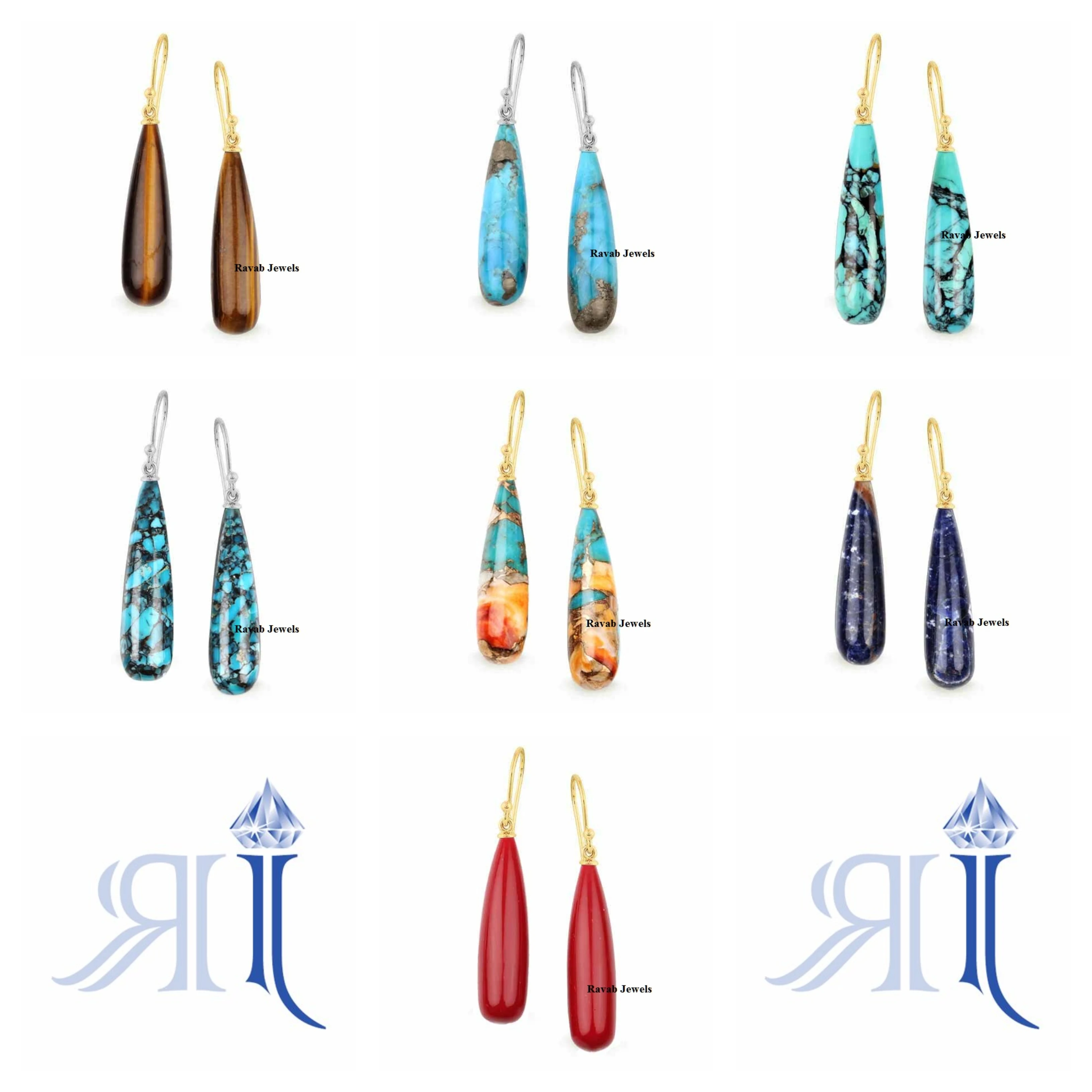 Latest 9x30mm Natural Pyrite Drop Shape Earring Solid Gold with Cute Gemstone for Female Long Dangle Partywear Diamond Jewelry