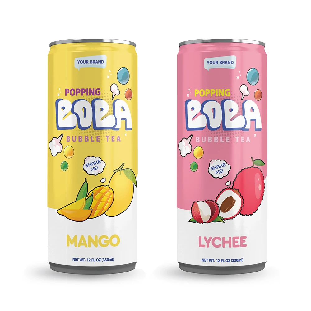 Private Label Poping Boba Tea Drink 330ml from Vietnam with many flavor Mango Lychee Peach Free Sample - Free Design