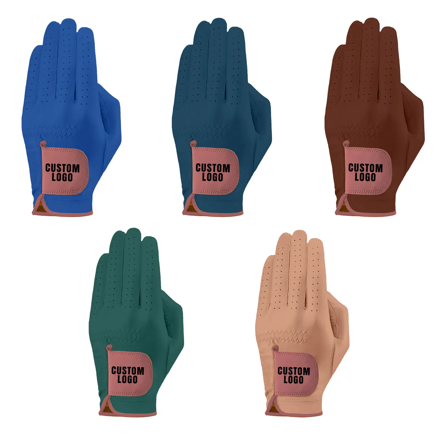 Buy Breathable High Quality Custom Logo Leather Embroidered All Finger Golf Gloves for Enhanced Grip Golf Gloves