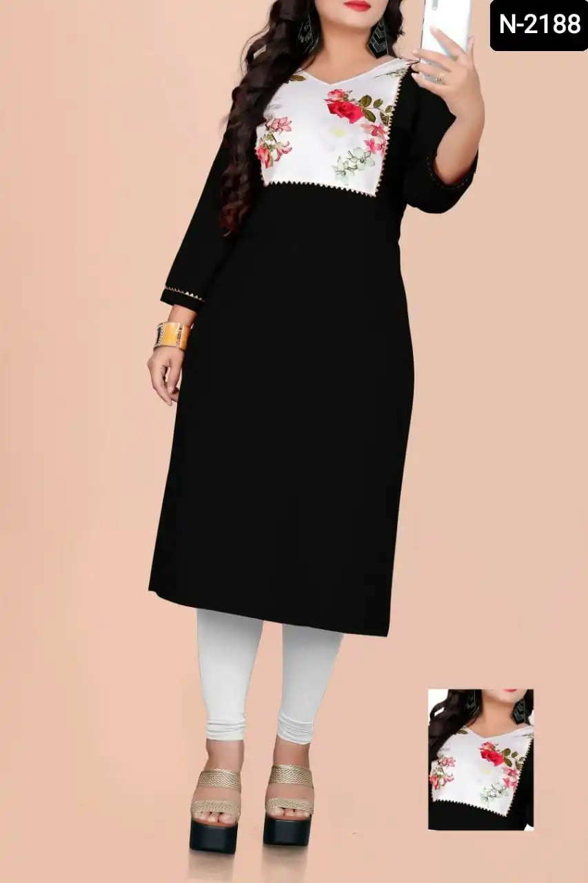 Indian and Pakistani Digital Printed Pure Rayon Ready to Wear Kurtis with Plus Size Available for women wear Casual Wear Kurti