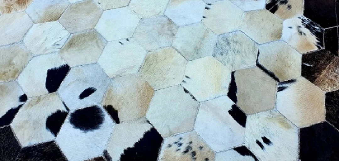 Cow leather carpet Natural brown and white cowhide Hair on Handmade Pure Genuine leather Patchwork cowhide fur Area rug