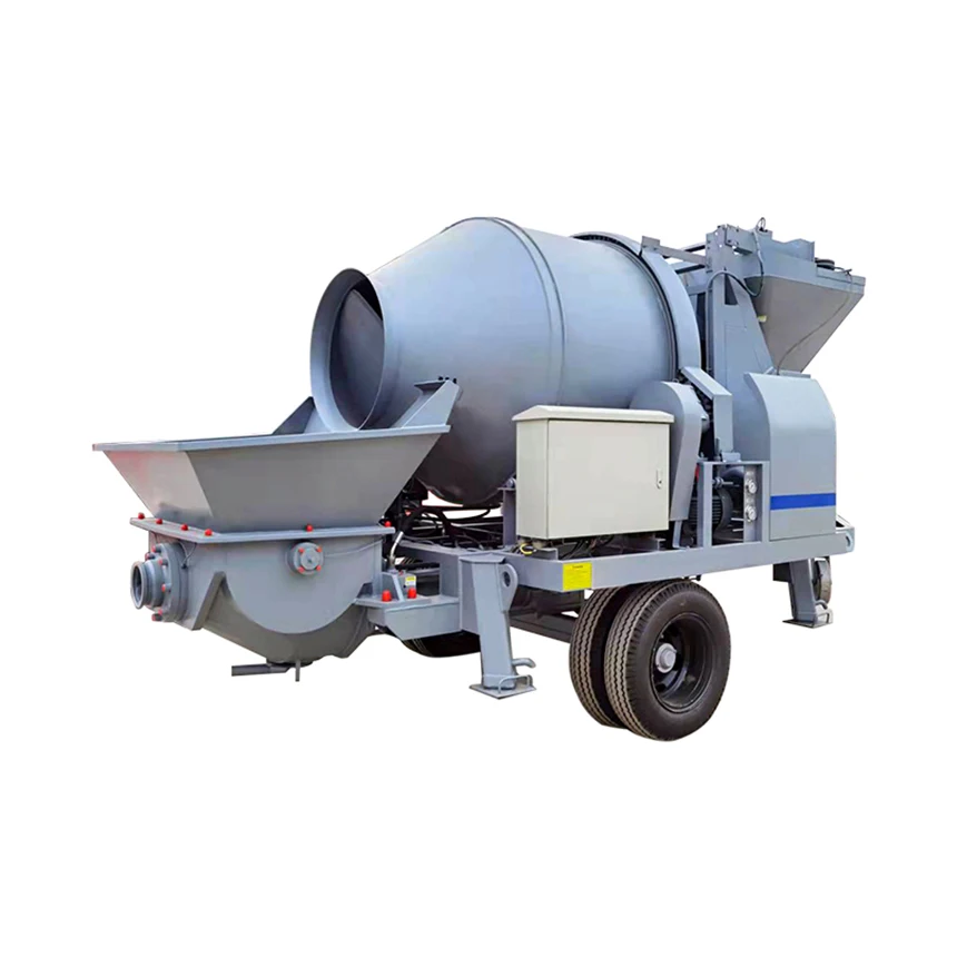 Trailer Mounted diesel electric mini concrete cement mixers with pumps machines concrete pump mixer