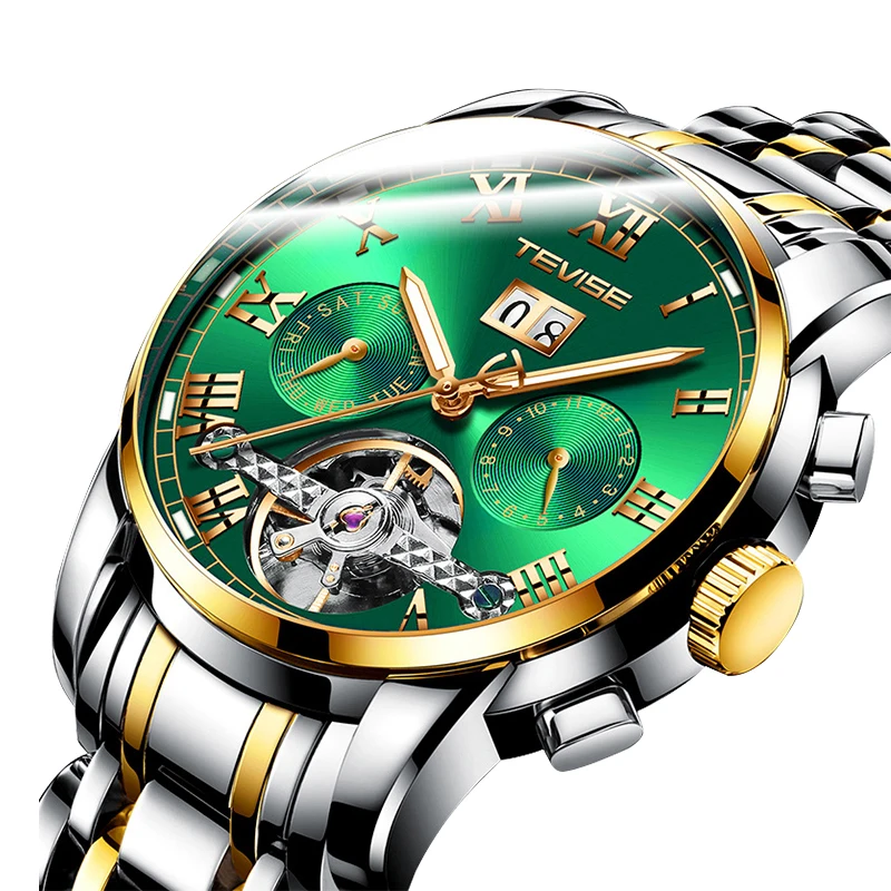tevise Men Mechanical Watches Luxury Tourbillon skeleton Waterproof Mans Automatic Watch for hot selling