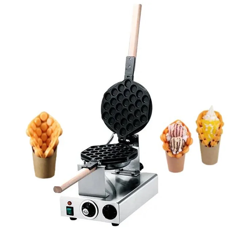 Commercial Electric Egg Waffle Maker Digital Temperature Bubble Waffle Machine Round Stainless Steel 220V SY Electrically Heated