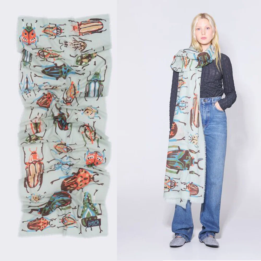 Custom Logo Printed 100 Wool Scarf Bondage With Tassel Scarf Cashmere Wool Shawls For Women