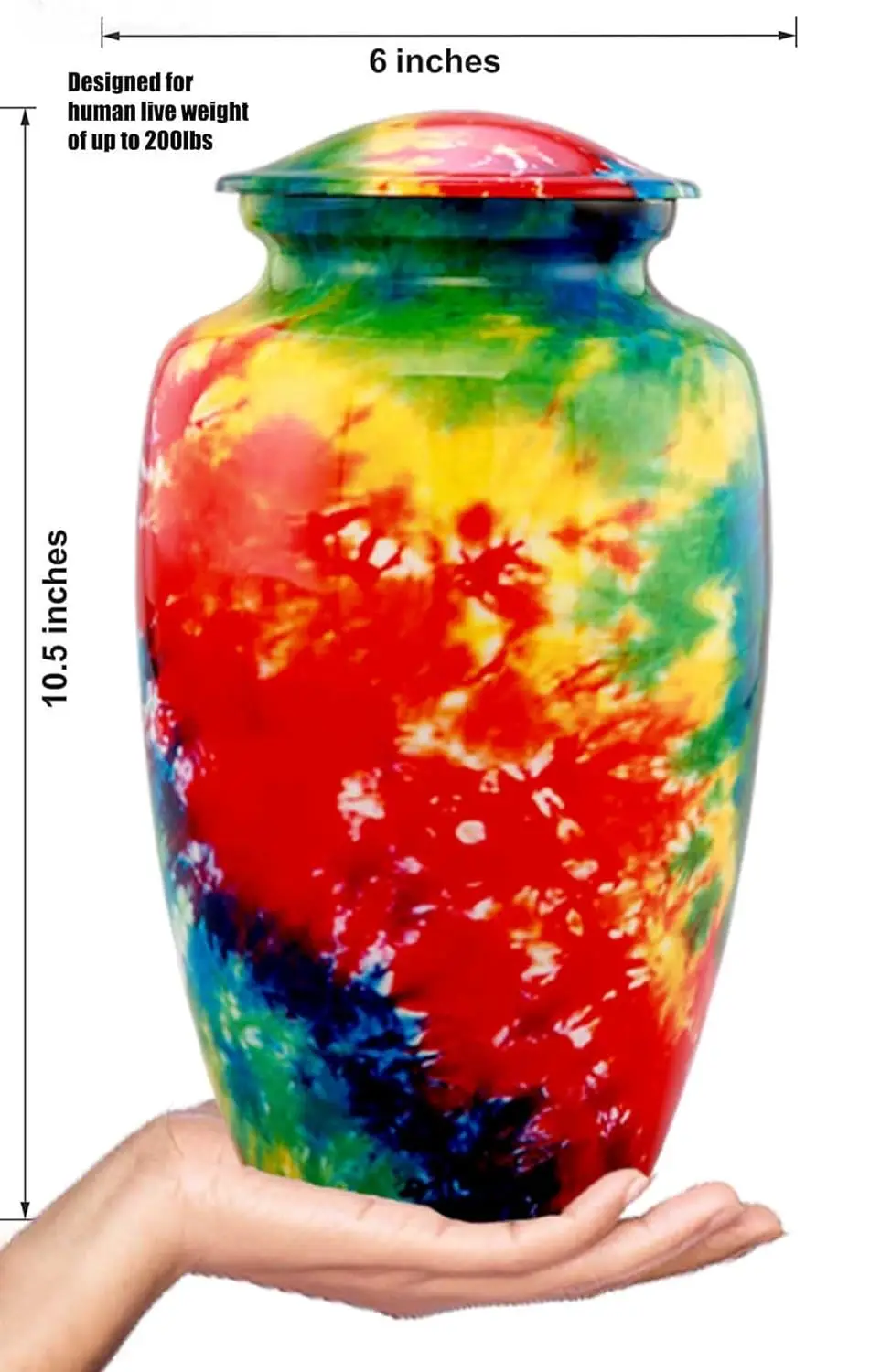 Premium Quality Handcrafted Dye Finished Classic Rainbow Multicolor Aluminum Cremation Urns For Funeral Memorial Ashes Metal Urn