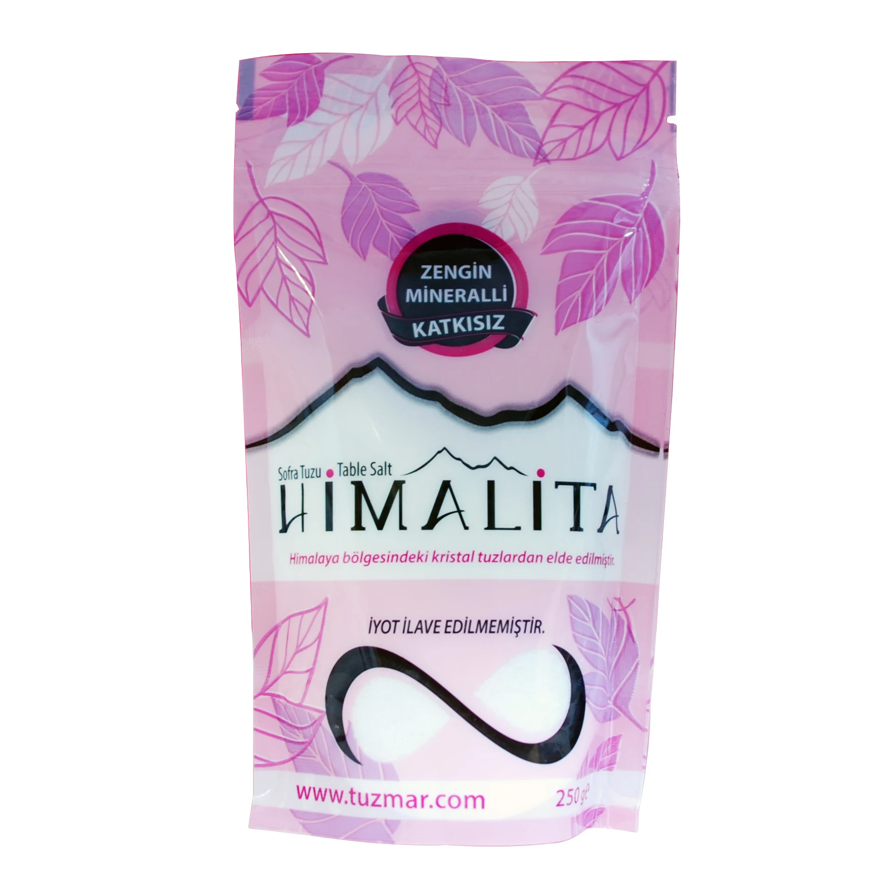 %100 Natural Edible Himalayan White Rock Table Salt in doypack pouch 500 gr crystal pink salt