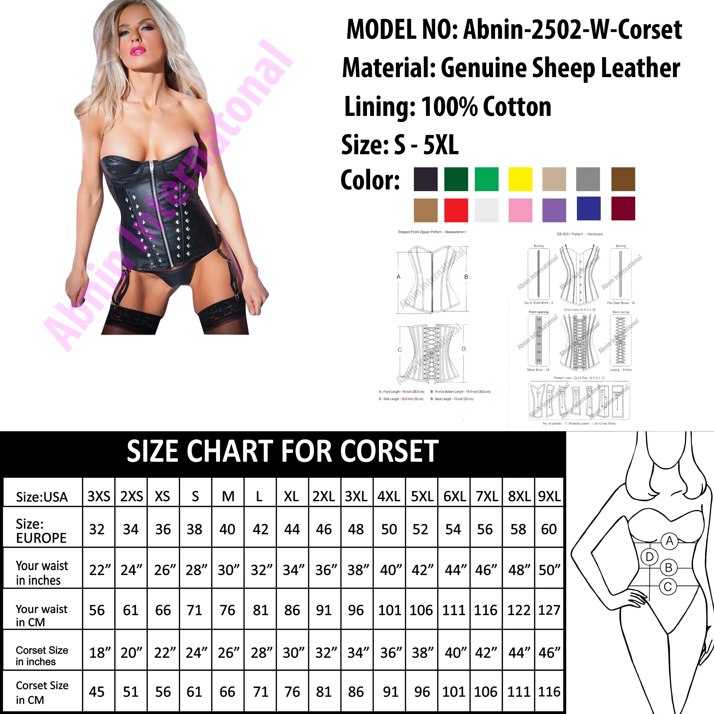 Sexy Club Wear Hot Design High Quality Genuine Leather Women Corset Body Shaper Gothic Wear