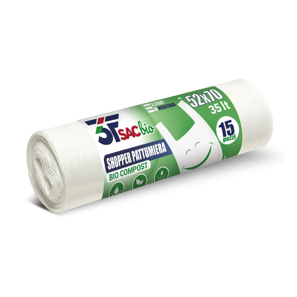 Wholesale 15 garbage bags 52x70 cm 35 litres with biodegradable compostable shopper handle Trash bag