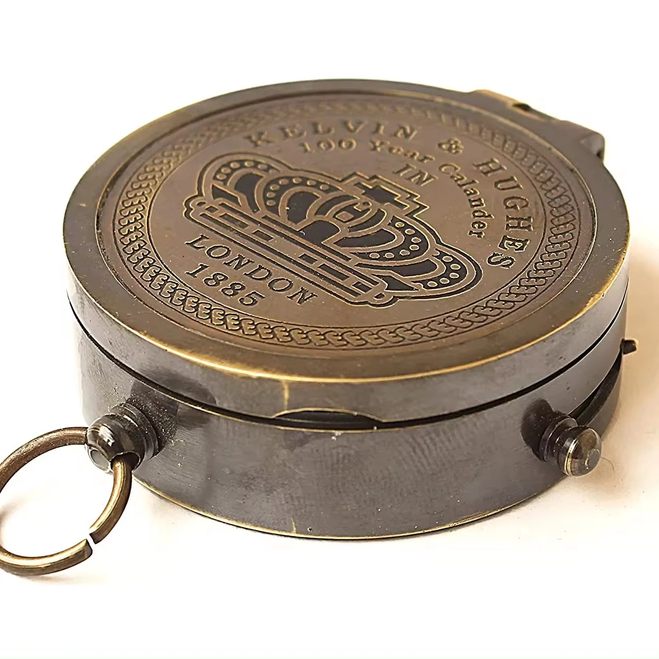 Antique Brass Calendar Keychain Key Ring Brass Keychain Elegant for Gift Keyring Vintage style Pocket Size brass calendar