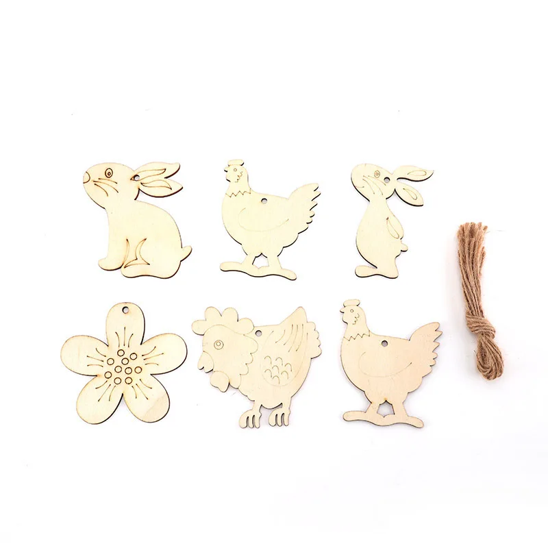 Wood Easter Egg Chick Pendant DIY Craft Easter Decoration Creative Wooden Artware Festival Party Favors Supplies Ornament
