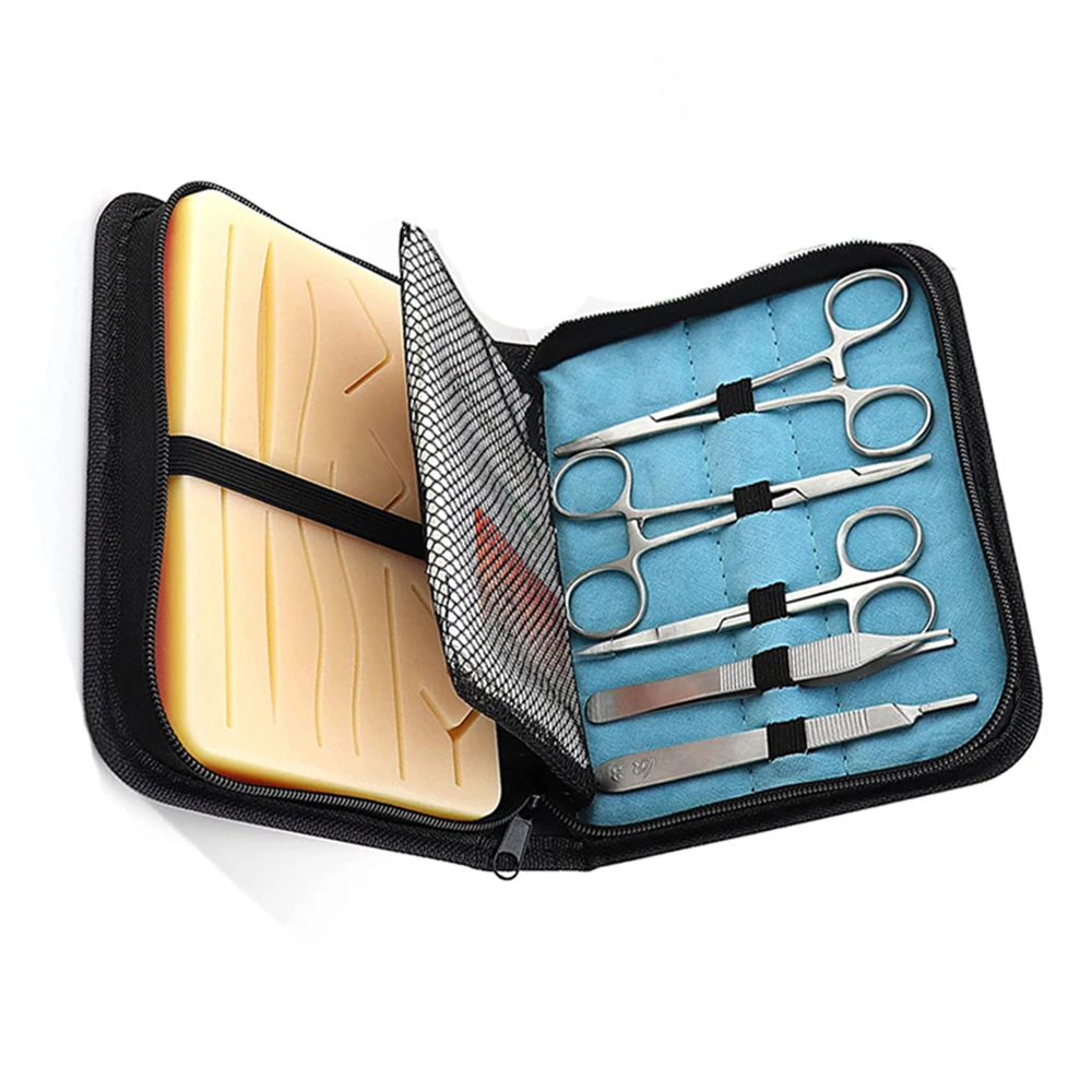 Extra Durability 3-Layer Suture Practice Kit for Medical Students Steel and Metal Embedded Mesh with Leather Zipper Case