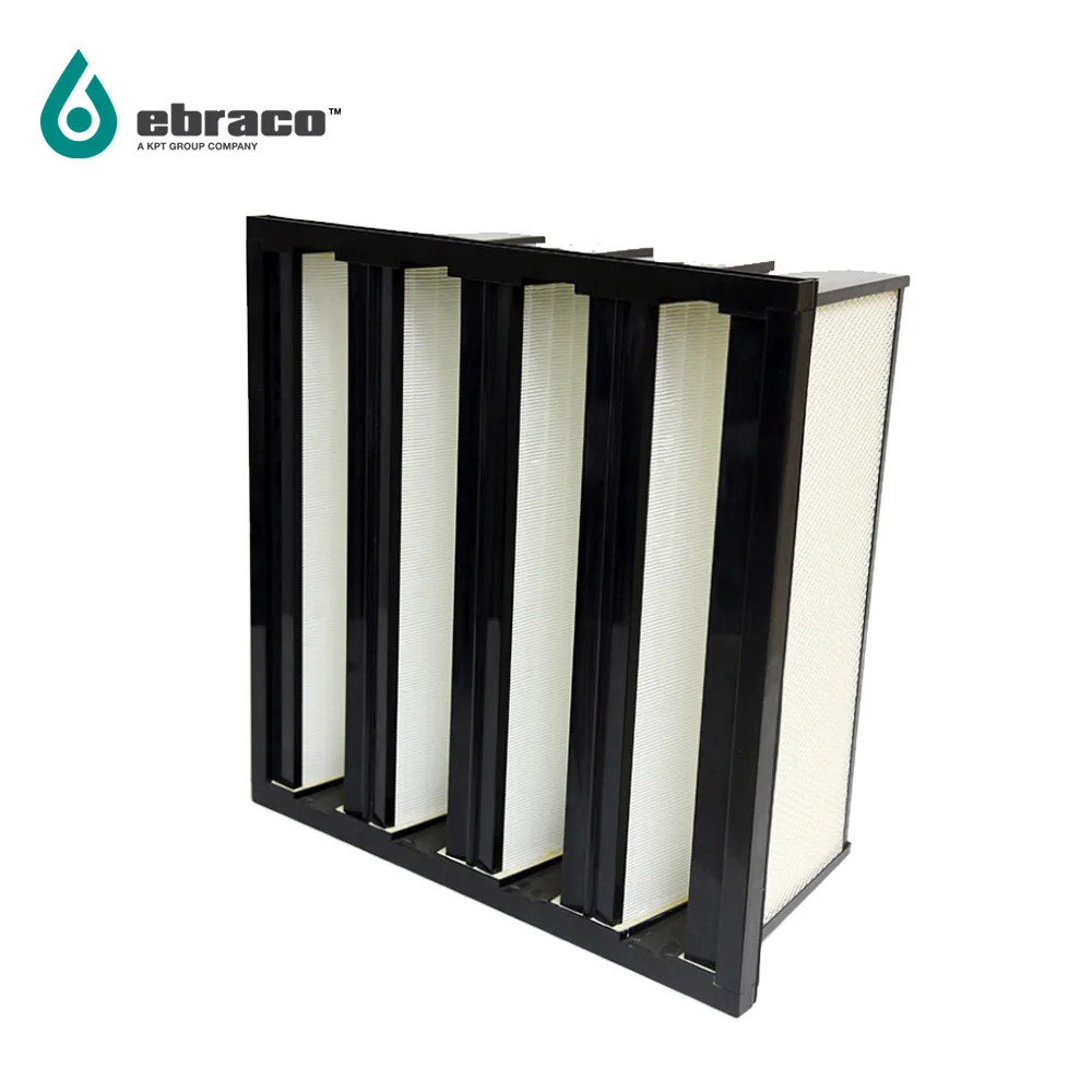 Plastic Frame V Bank Medium Air Filter  F9 95<Em Abs Frame 592x592x292mm 4V (24x24x12inch) For HVAC, AHU, Cleanroom